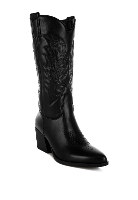 Saguaro Faux Leather Long Cowboy Boots