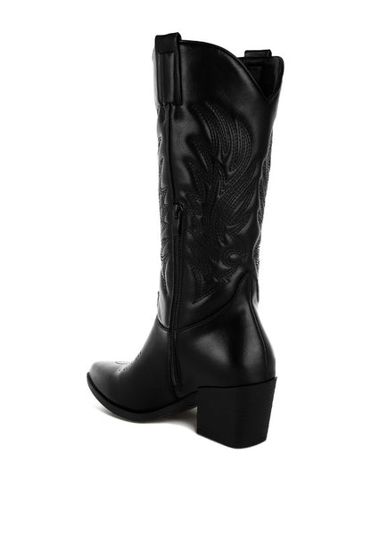 Saguaro Faux Leather Long Cowboy Boots