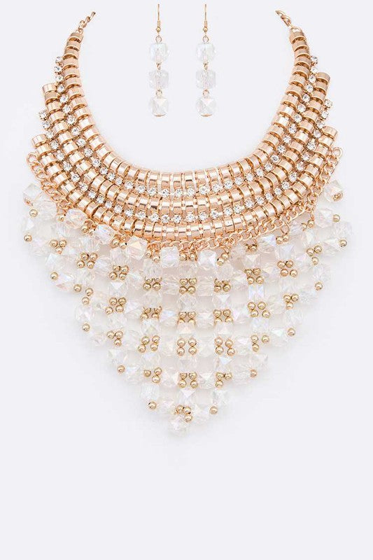 Statement Glass Bib Necklace Set