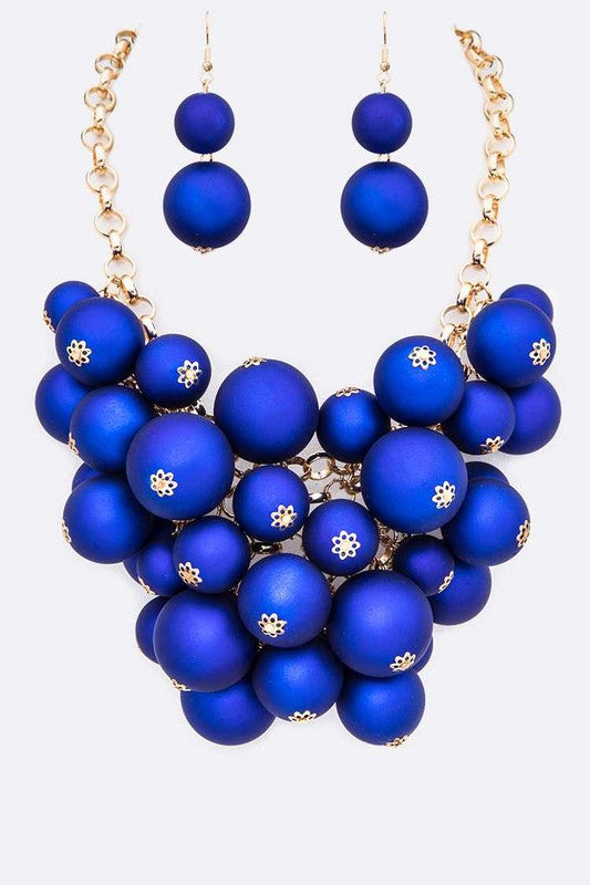 Matted Finish Mix Beads Statement Necklace Set