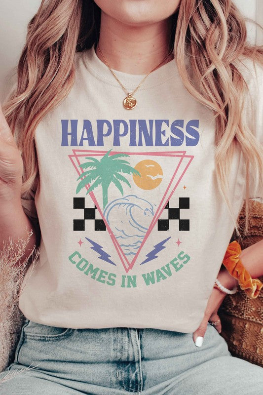 HAPPINESS COMES IN WAVES Graphic Tee