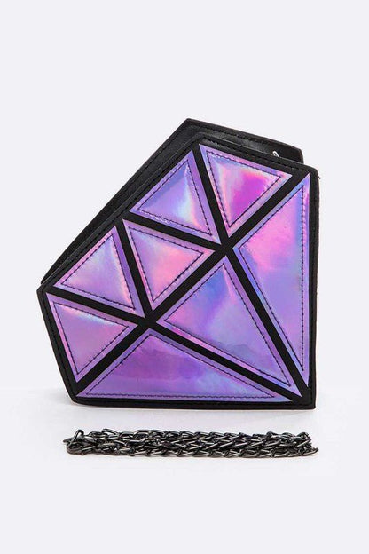 2 Tone Holographic Iconic Diamond Clutch Bag - Felicia Janell Collection