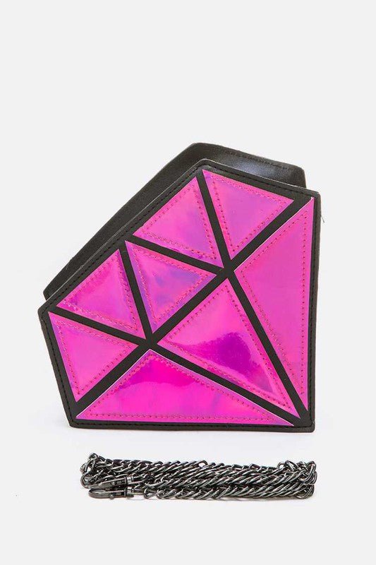 2 Tone Holographic Iconic Diamond Clutch Bag - Felicia Janell Collection