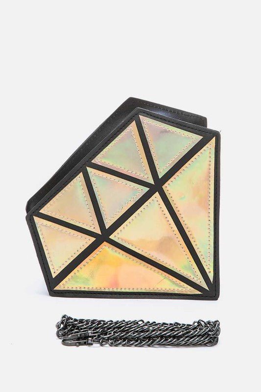 2 Tone Holographic Iconic Diamond Clutch Bag - Felicia Janell Collection