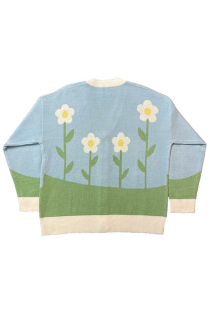 Flower field knit cardigan