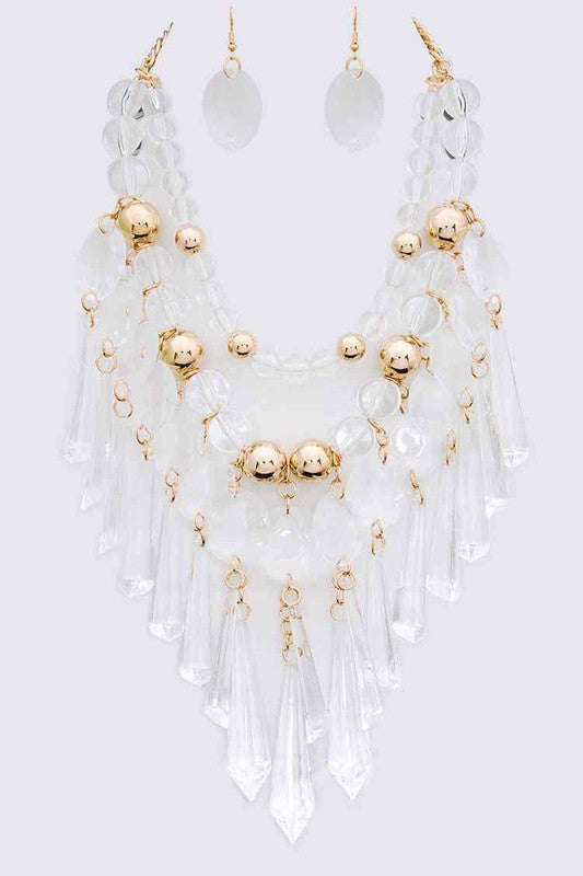 Layered Chandelier Statement Necklace Set