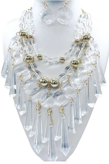 Layered Chandelier Statement Necklace Set