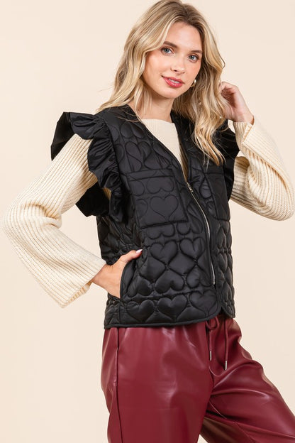 Plus Lightweight Heart Quilted Puffer Vest