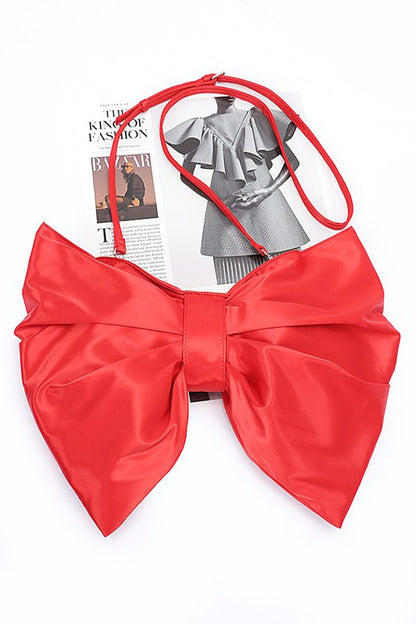 Oversize Satin Bow Convertible Clutch Swing Bag