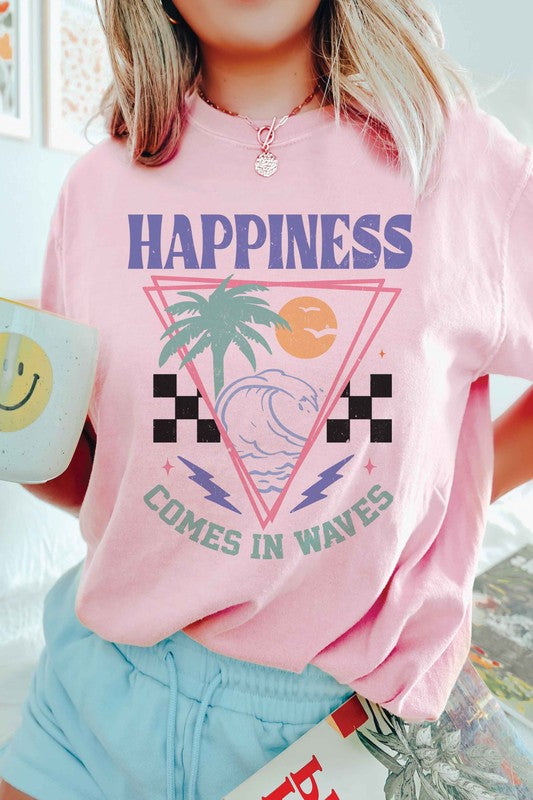 HAPPINESS COMES IN WAVES Graphic Tee