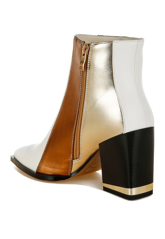 Stemon Three Tone Block Heel Boots