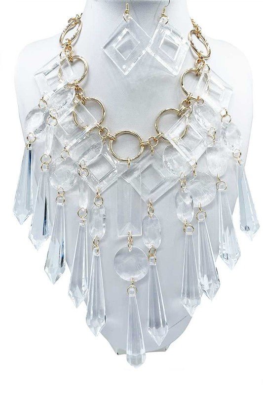 Acrylic Chandelier Statement Necklace Set - Felicia Janell Collection