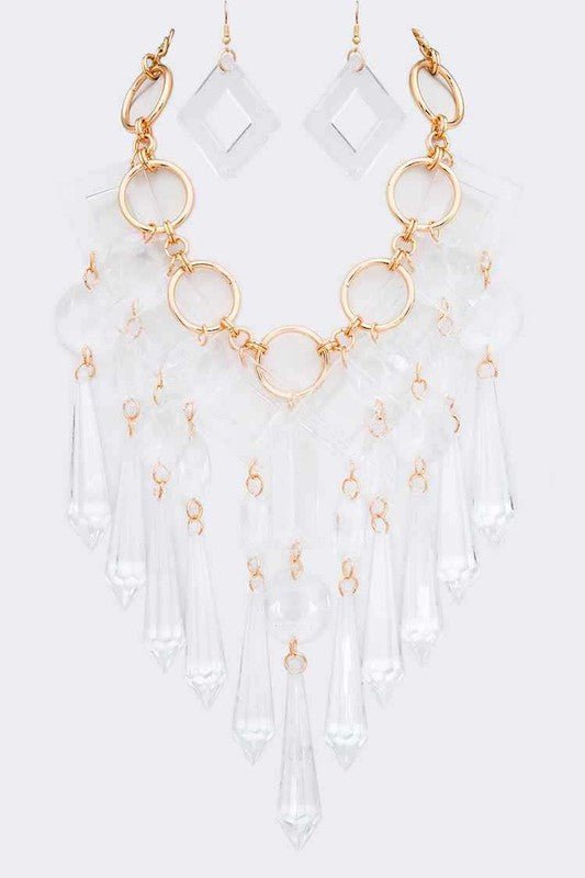 Acrylic Chandelier Statement Necklace Set - Felicia Janell Collection