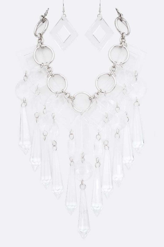 Acrylic Chandelier Statement Necklace Set - Felicia Janell Collection