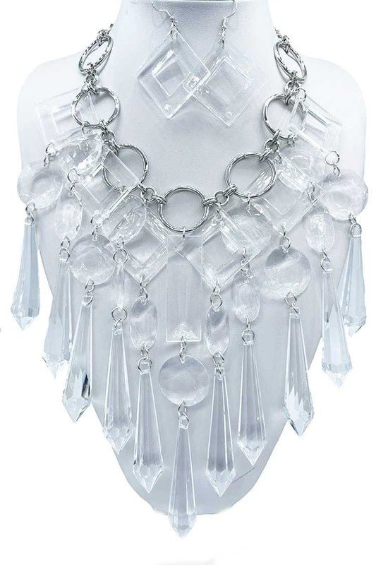 Acrylic Chandelier Statement Necklace Set - Felicia Janell Collection