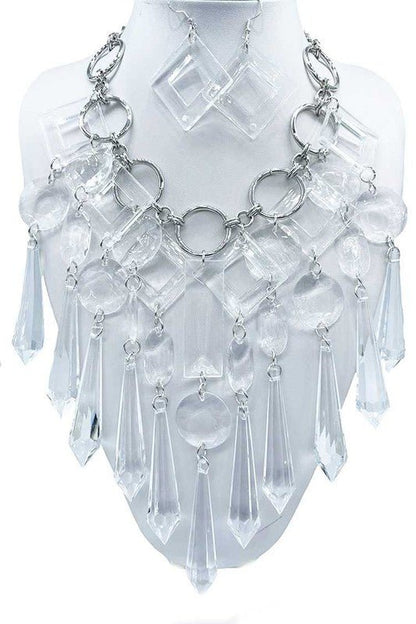 Acrylic Chandelier Statement Necklace Set - Felicia Janell Collection