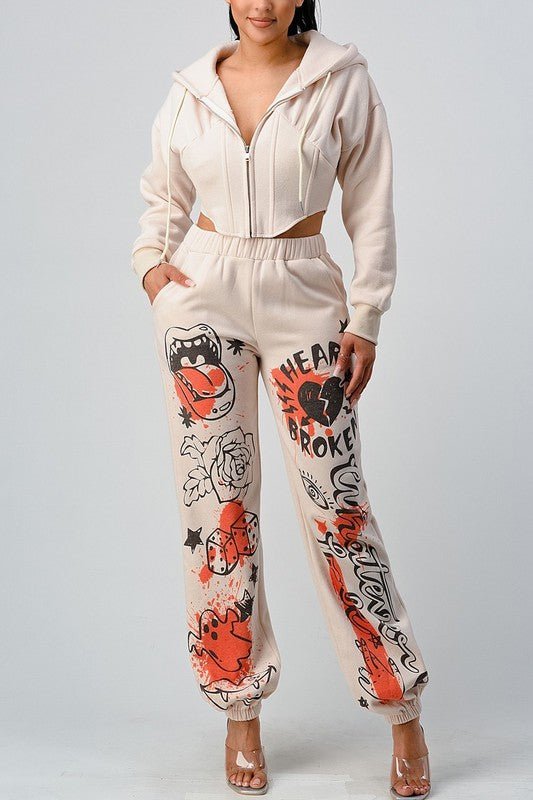 ATHINA CASUAL JACKET AND GRAPHIC PANTS SET - Felicia Janell Collection