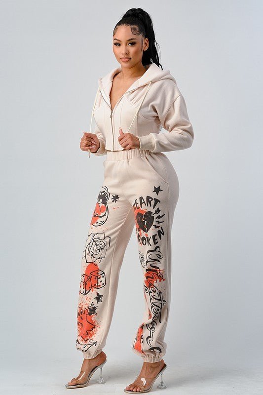 ATHINA CASUAL JACKET AND GRAPHIC PANTS SET - Felicia Janell Collection