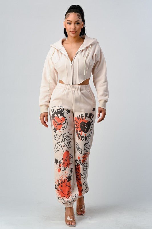 ATHINA CASUAL JACKET AND GRAPHIC PANTS SET - Felicia Janell Collection