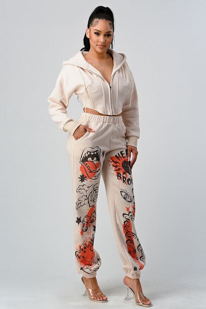 ATHINA CASUAL JACKET AND GRAPHIC PANTS SET - Felicia Janell Collection