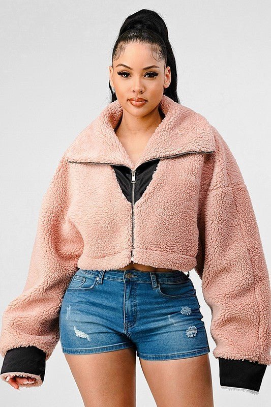 ATHINA OVERSIZED SHERPA WITH CONTRAST JACKET - Felicia Janell Collection