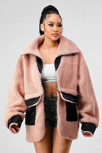 ATHINA OVERSIZED SHERPA WITH CONTRAST JACKET - Felicia Janell Collection