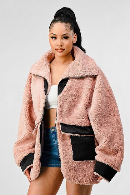 ATHINA OVERSIZED SHERPA WITH CONTRAST JACKET - Felicia Janell Collection