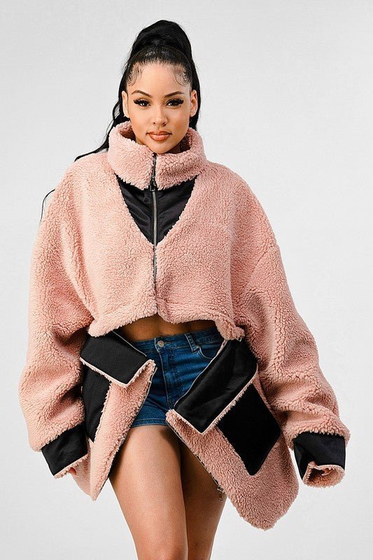 ATHINA OVERSIZED SHERPA WITH CONTRAST JACKET - Felicia Janell Collection