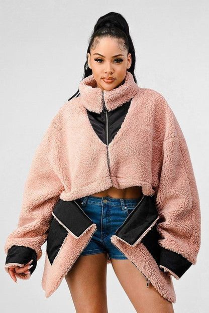 ATHINA OVERSIZED SHERPA WITH CONTRAST JACKET - Felicia Janell Collection