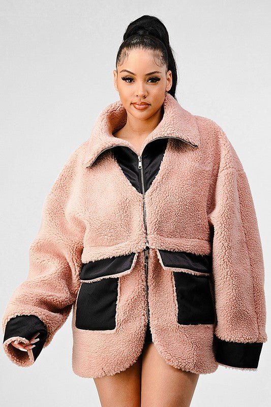 ATHINA OVERSIZED SHERPA WITH CONTRAST JACKET - Felicia Janell Collection