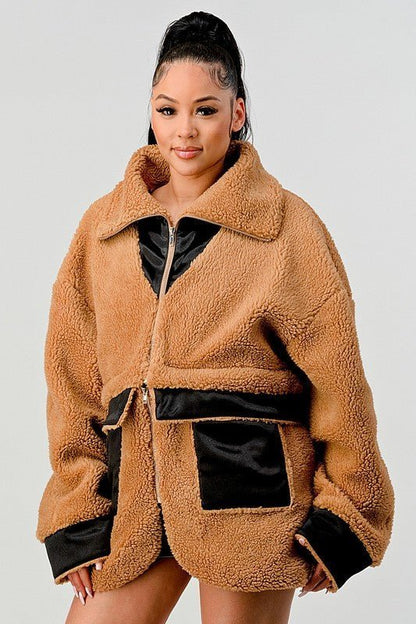 ATHINA OVERSIZED SHERPA WITH CONTRAST JACKET - Felicia Janell Collection