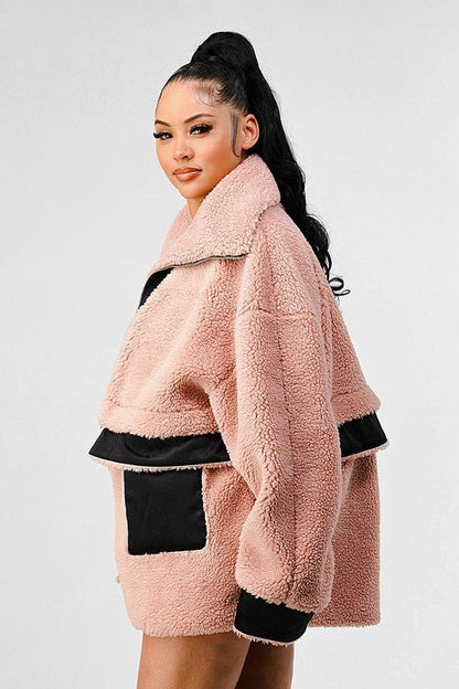 ATHINA OVERSIZED SHERPA WITH CONTRAST JACKET - Felicia Janell Collection