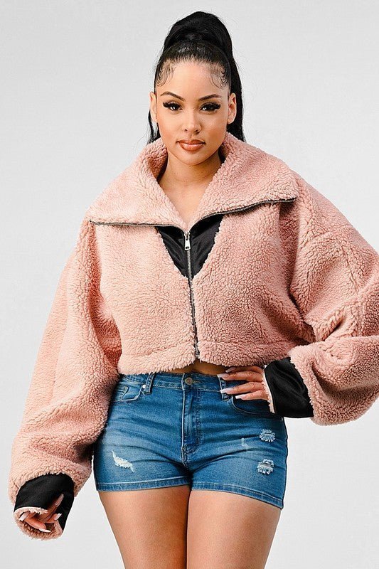 ATHINA OVERSIZED SHERPA WITH CONTRAST JACKET - Felicia Janell Collection