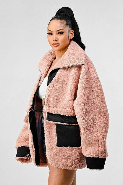 ATHINA OVERSIZED SHERPA WITH CONTRAST JACKET - Felicia Janell Collection