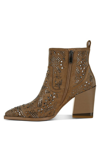 Omishi Stud Embellished Ankle Boots