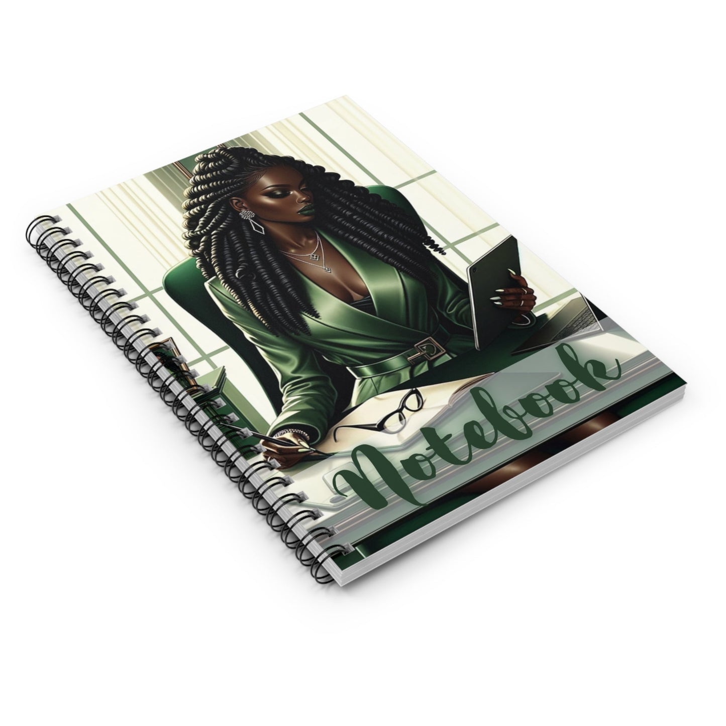 Boss Green Spiral Notebook - Ruled Line - Felicia Janell Collection