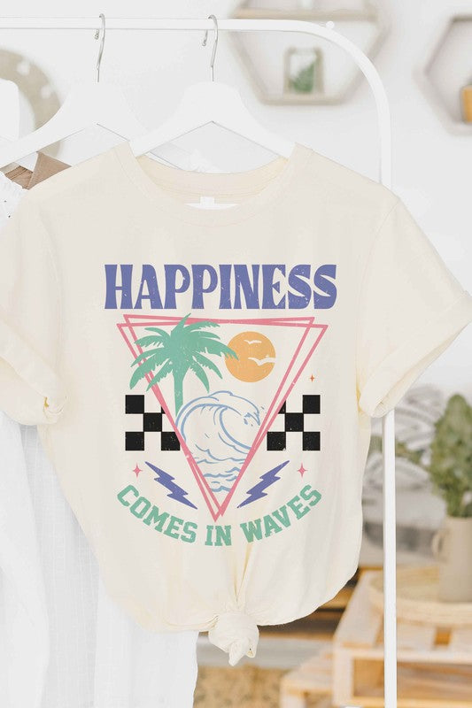 HAPPINESS COMES IN WAVES Graphic Tee