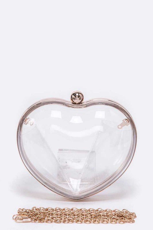 Clear Acrylic Puff Heart Convertible Clutch - Felicia Janell Collection