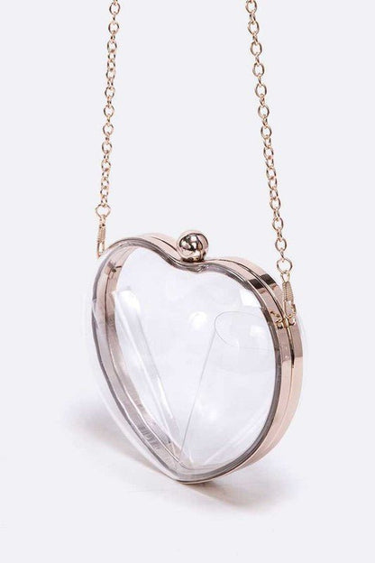 Clear Acrylic Puff Heart Convertible Clutch - Felicia Janell Collection