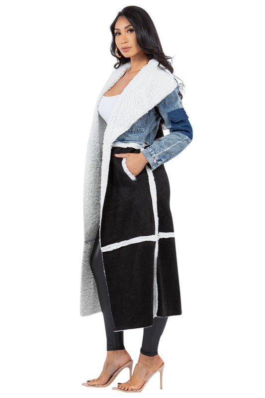 COLOR BLOCK DENIM COAT - Felicia Janell Collection