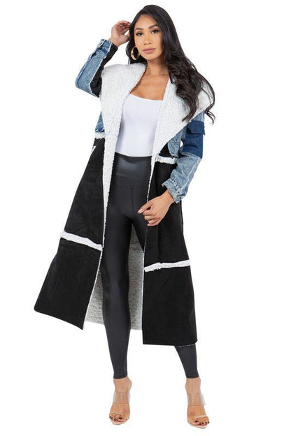 COLOR BLOCK DENIM COAT - Felicia Janell Collection