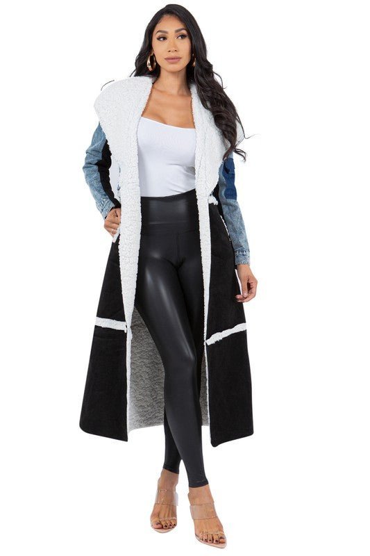 COLOR BLOCK DENIM COAT - Felicia Janell Collection