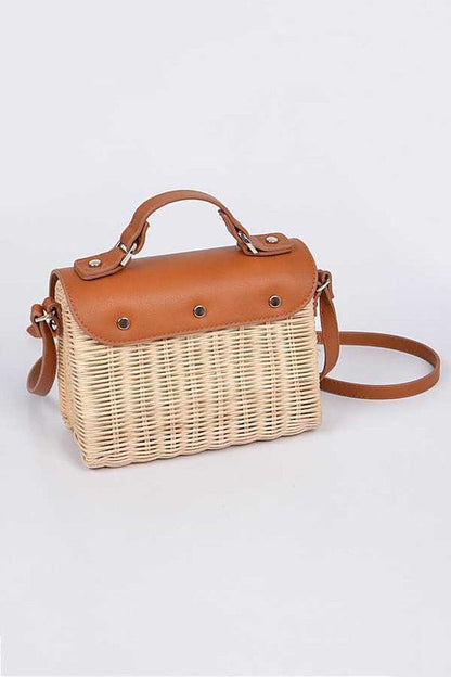 Contrast Flap Summer Straw Swing Bag - Felicia Janell Collection