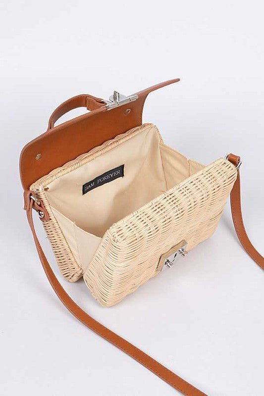 Contrast Flap Summer Straw Swing Bag - Felicia Janell Collection