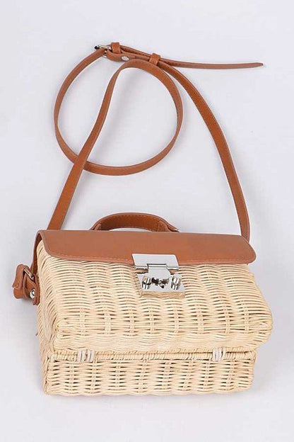 Contrast Flap Summer Straw Swing Bag - Felicia Janell Collection