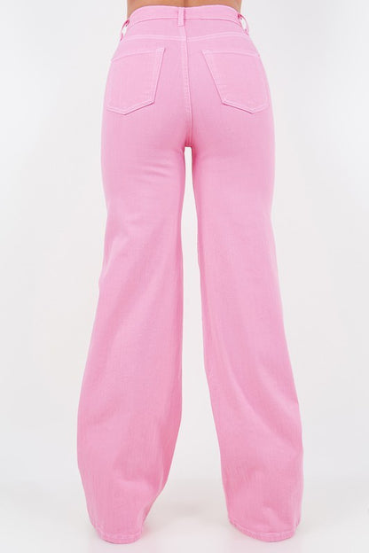 Wide Leg Jean in Bubblegum Pink