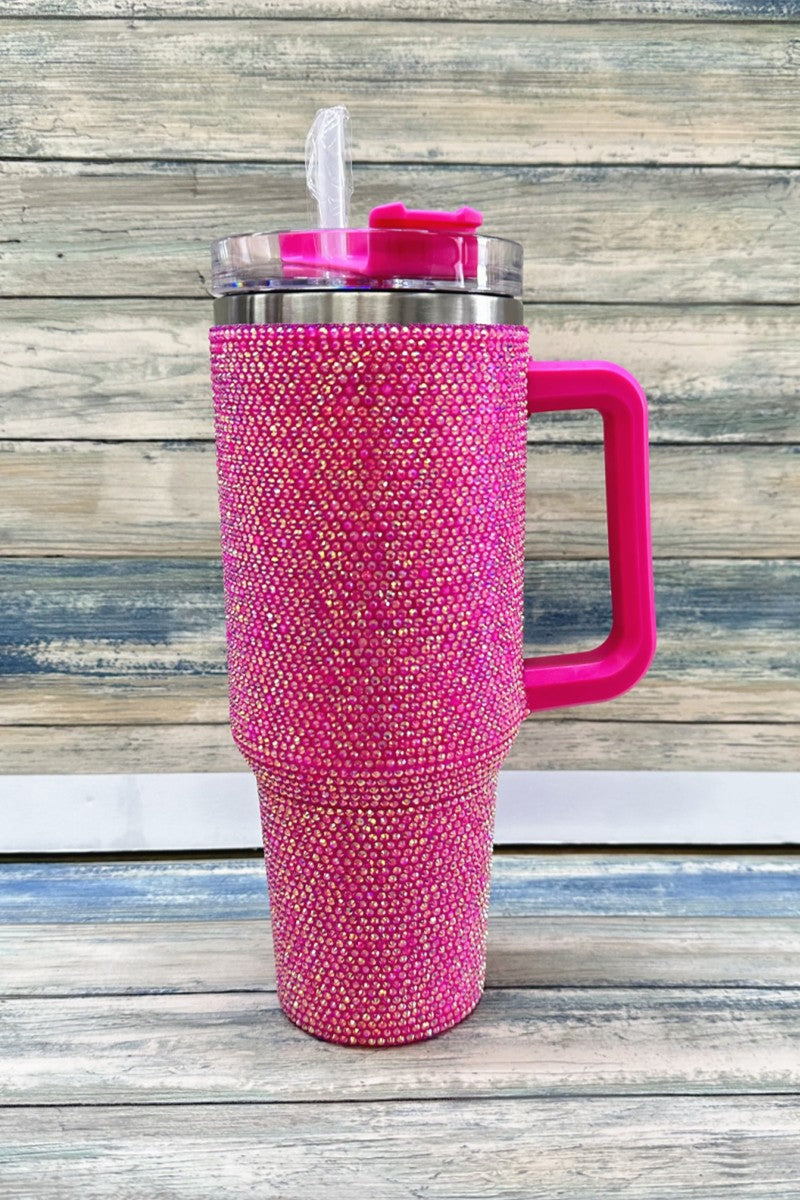 RHINESTONE STAINLESS STEEL QUENCHER 40OZ