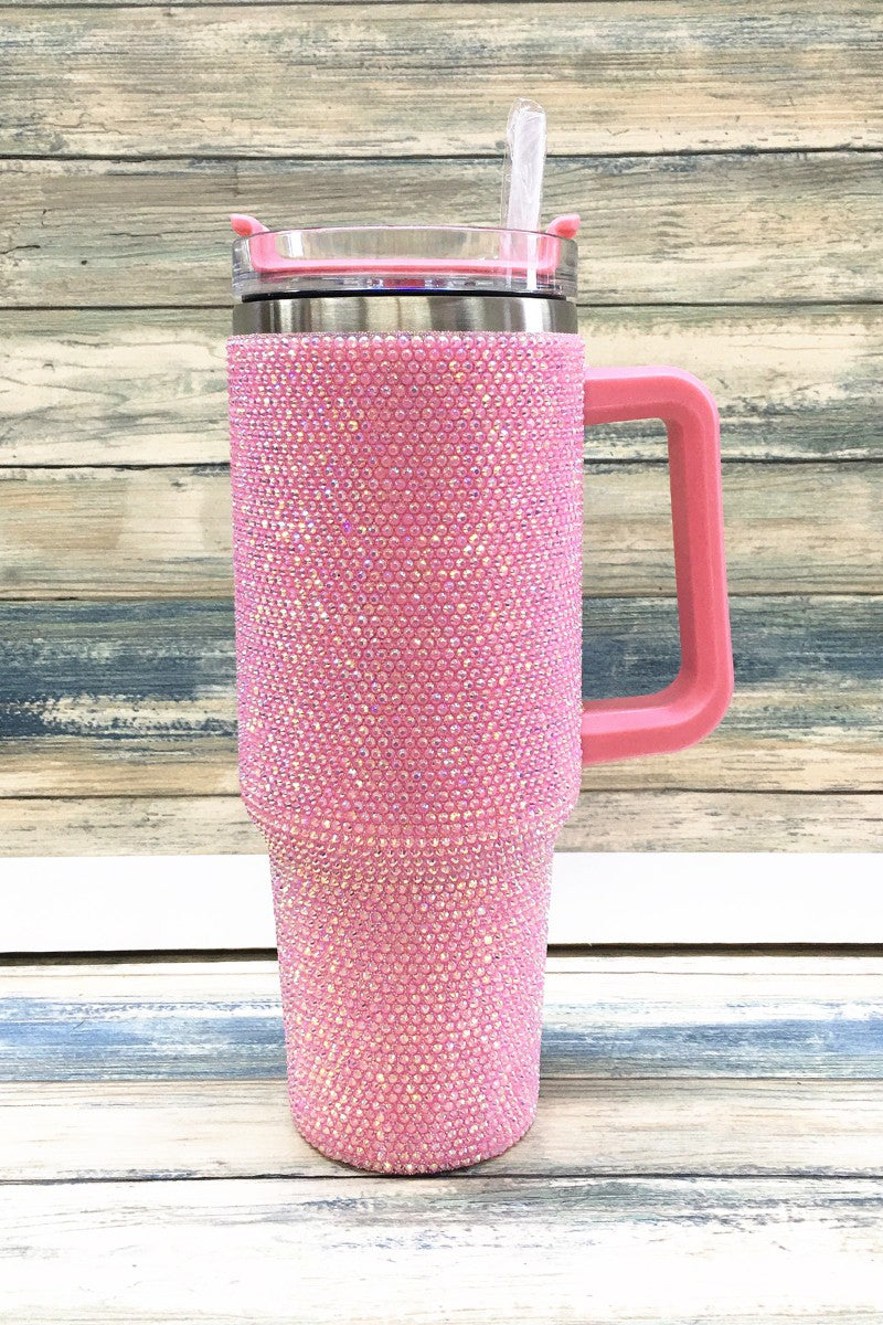 RHINESTONE STAINLESS STEEL QUENCHER 40OZ